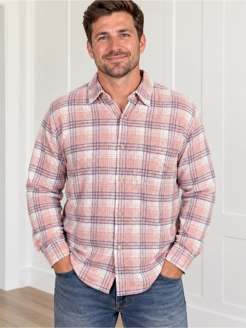 J. Crew Pink Plaid Button-Down Shirt